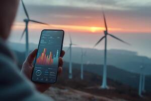 Wind energy in the background photo