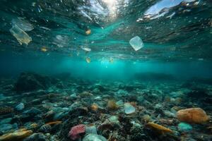 Plastic pollution in the ocean photo