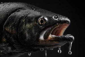 A fish with water dripping from its mouth photo