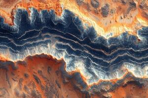 Aerial view of colorful rock formations showing natural abstract patterns photo