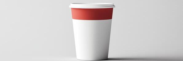 Red and White Disposable Cup for Convenient Beverage Transport at Events and Offices, Stylish Design photo