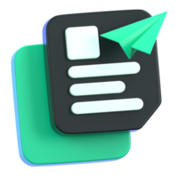 Send file icon with paper planes isolated. General user interface icon concept. 3D Illustration. png