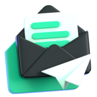 Send email icon with paper plane isolated. General user interface icon concept. 3D Illustration. png