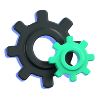 Gears settings and configuration icon isolated. General user interface icon concept. 3D Illustration. png