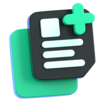 adicionando uma Novo documento Arquivo ícone isolado. geral do utilizador interface ícone conceito. 3d ilustração. png