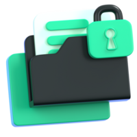 Secure folder with lock for data protection. General user interface icon concept. 3D Illustration. png