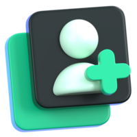 adicionando Novo Contatos ícone isolado. geral do utilizador interface ícone conceito. 3d ilustração. png