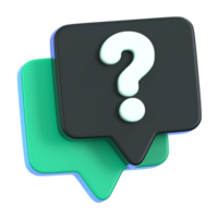 FAQ Question mark speech bubble isolated. General user interface icon concept. 3D Illustration. png