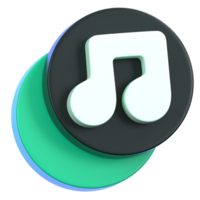 Music note button isolated. General user interface icon concept. 3D Illustration. png