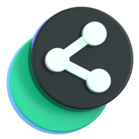Share symbol button isolated. General user interface icon concept. 3D Illustration. png