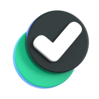 Check mark or accepted button isolated. General user interface icon concept. 3D Illustration. png