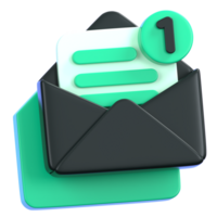 Email with new notification icon isolated. General user interface icon concept. 3D Illustration. png