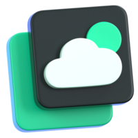Weather sun and cloud app button isolated. General user interface icon concept. 3D Illustration. png