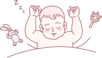 A cute little baby joyfully stretches among a vibrant array of colorful toys, embodying pure innocence and happiness png