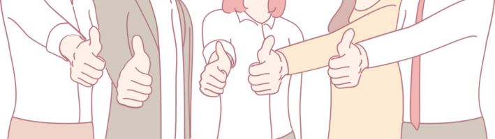 This represents the essence of teamwork and the value of positive feedback symbolized by joined thumbs up png