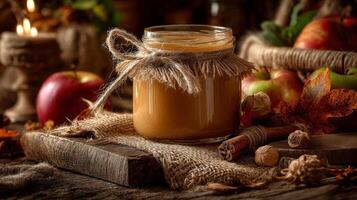 Homemade Applesauce in Rustic Setting photo