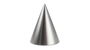 Metallic 3D Cone, Silver Cone Object, Abstract Geometric Cone, Shiny Cone Shape png