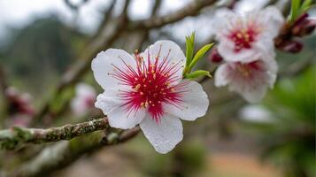 Tree branch flower glowing with soft photography setting photo