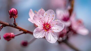 Glowing flower on tree captured in crisp photography style photo
