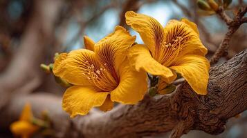 Vivid tree bloom with soft background in photography photo