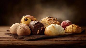 Sharp focused photo of rustic bakery
