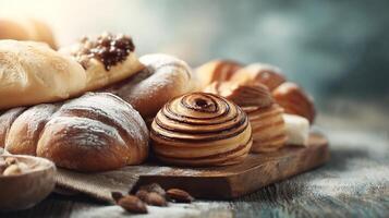 Assorted rustic bakery close-up image photo