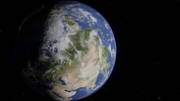 The beauty of the Earth in outer space with magical stars, in realistic 3D design. Suitable for wallpapers, backgrounds and creative projects. photo