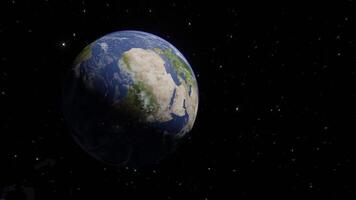 Beautiful Earth in the middle of the universe, with realistic details and dramatic stars. This 3D design is suitable for wallpapers and creative projects. photo