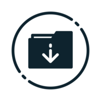 Design Illustration graphic of download folder icon with glyph style. Suitable for UI, mobile design, web design, etc. Transparent Background. png
