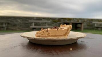 A piece of pie on a plate photo