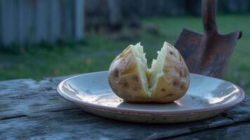 A potato on a plate photo
