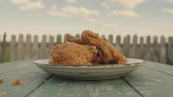 A plate of fried chicken on a table photo