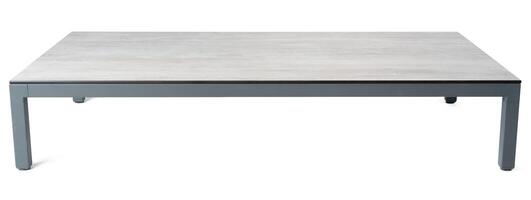 Big square table on white background close up photo