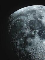 A detailed view of the moon with visible surface craters photo