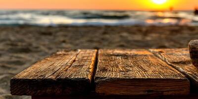 a wooden table with a bottle of wine on it photo