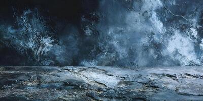 Dark Blue Stone Texture Background with Rough Surface and Grunge Wall photo