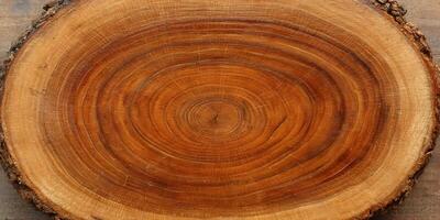 Tree Cross Section Detailed Wood Grain Texture Brown photo
