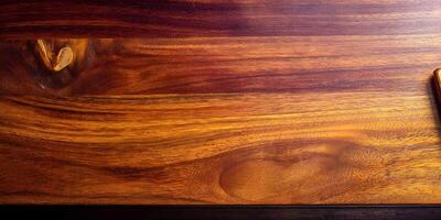 a wooden table with a knife and a fork photo