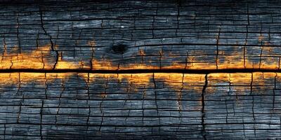 Dark Gray Weathered Wood Texture with Orange Accents Cracked Wooden Surface Background Old Rustic Timber Detailed Grain photo