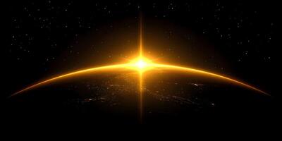 the sun is shining over the earth in this image photo
