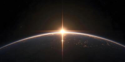 Earth Sunrise Space View Stunning Planet Sunlight Rays photo