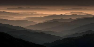 the sun is shining on a mountain range photo