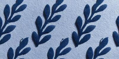 Blue Floral Branch Pattern Embossed Texture Background photo