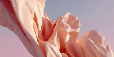 Abstract Peach Fabric Drape Soft Flowing Textile Background photo