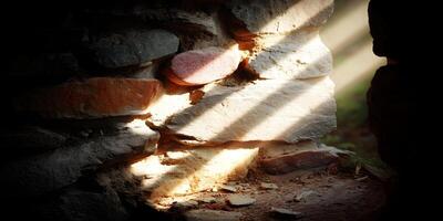 StoneWall Sunlight Rays Light Shadow Texture Background photo