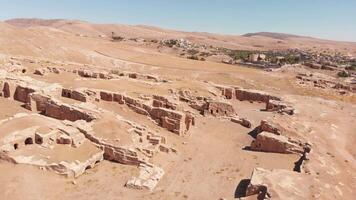 Aerial view of Dara ancient city ruins in southeastern Turkey, historical Mesopotamian site with unique rock-cut architecture and archaeological significance video