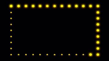 Frame bulb retro 90s pattern blank marquee light board on black background. video