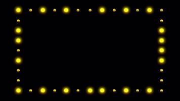Frame blank marquee pattern board with light flashing orange overlay on black background. video
