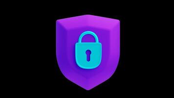3D Animation of Shield with Padlock Security Icon video