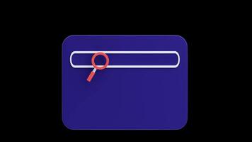 3D Animation of Search Bar with Magnifying Glass Icon video